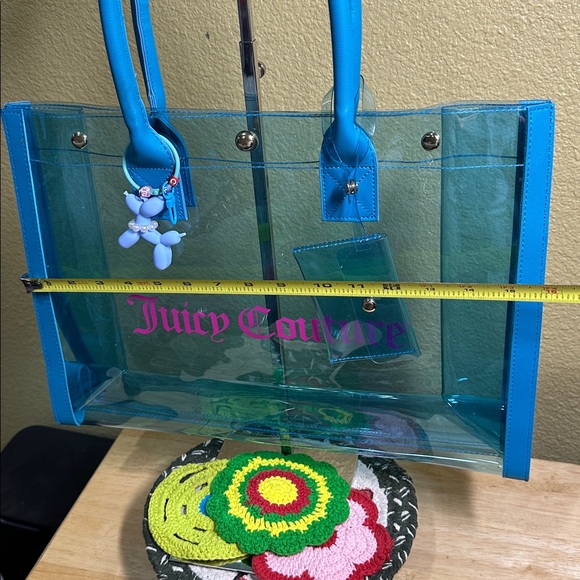 Juicy Couture See-Thru Plastic Tote with Keychain & Coin Pouch - Picture 4 of 5